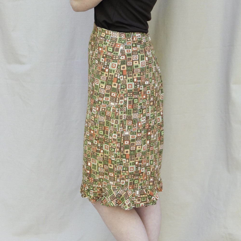 80s Vintage Mod Print Pencil Skirt Barbara Lesser